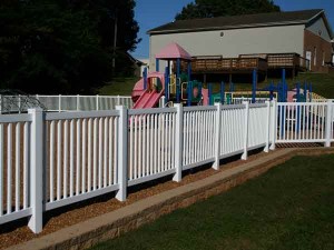Playground vinyl picket fence Knoxville Tennessee