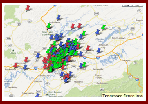 Knoxville Fencing Company installation map