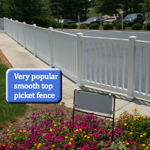 Very popular vinyl picket fence smooth top